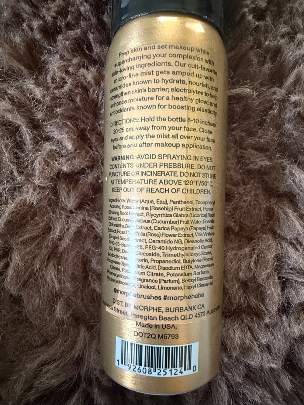 Morphe Mini Continuous Prep & Set Mist - Metallic Gold with Black Cap